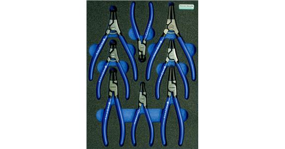Circlip pliers set 8 pieces in OPT-I-STORE insert 260x345x30 mm