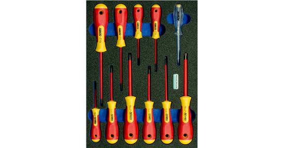VDE electrician's screwdriver set 11 pieces in OPT-I-STORE insert 260x345x30 mm