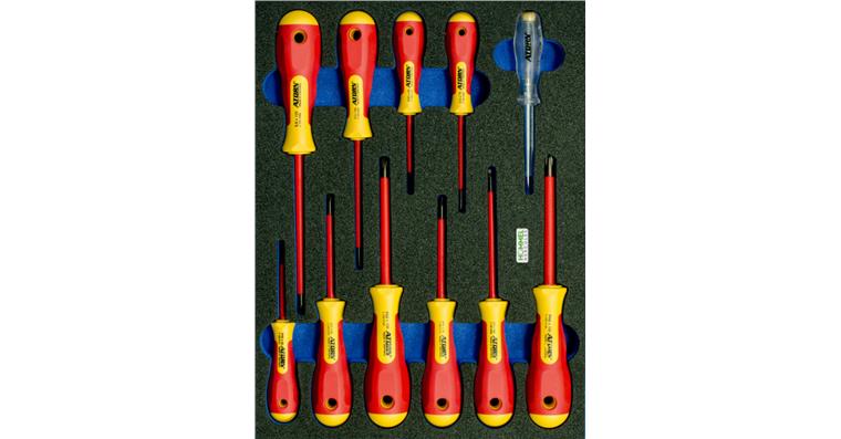 VDE electrician's screwdriver set 11 pieces in OPT-I-STORE insert 260x345x30 mm