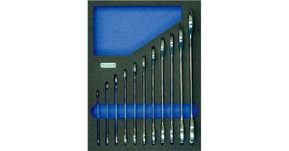 Double open-end wrench set 11 pieces in OPT-I-STORE insert 260x345x30 mm