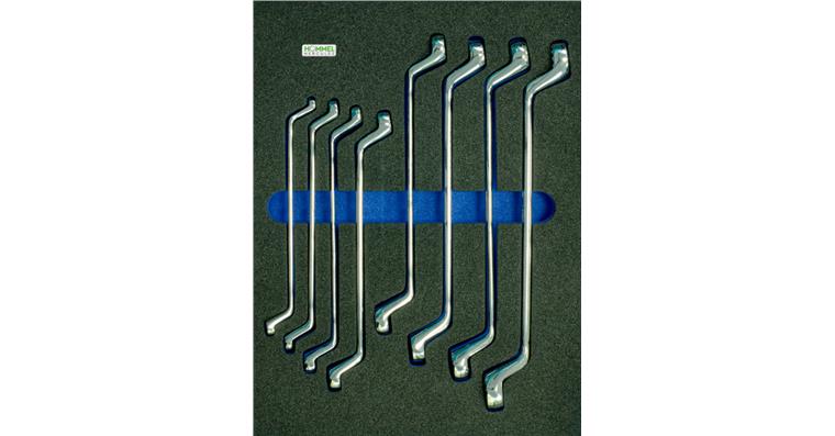 Box-end wrench set, depressed centre 8 pieces in OPT-I-STORE insert 260x345x30mm