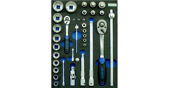 1/4+1/2 inch hex. socket wrench set 35 pcs in OPT-I-STORE insert 260x345x30 mm