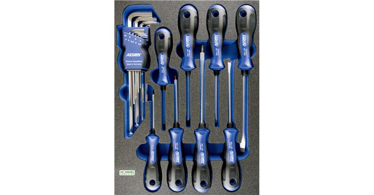 Screwdriver/hex key set 17 pieces in OPT-I-STORE insert 260x345x30 mm