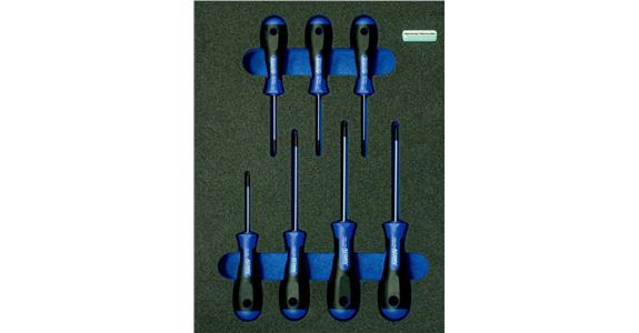 TX® screwdriver set with drill hole 7 pcs in OPT-I-STORE insert 260x345x30mm
