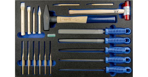 Filing/striking tool set 19 pieces in OPT-I-STORE insert 520x345x30 mm