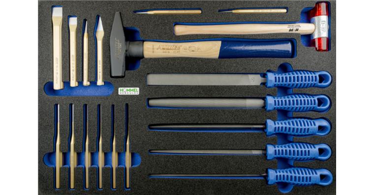 Filing/striking tool set 19 pieces in OPT-I-STORE insert 520x345x30 mm