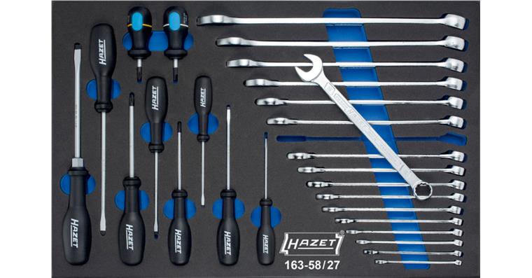Ring/Maul + Schraubendrehersatz 163-58/27 in Einlage 27-teilig