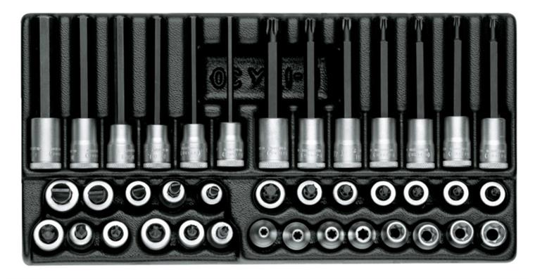 3/8 inch socket/screwdriver bit set, 39 pieces, in 1/3 tool module