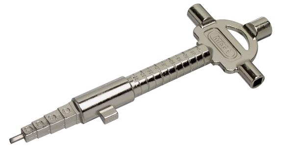 Universal-Bauschlüssel aus Zink matt-vernickelt Größe 195 x 68 mm 5 Funktionen