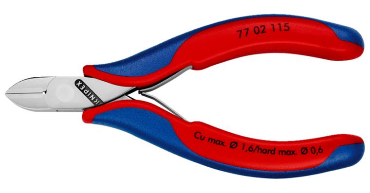 KNIPEX electronics side-cutters, 115 mm, round head with chamfer