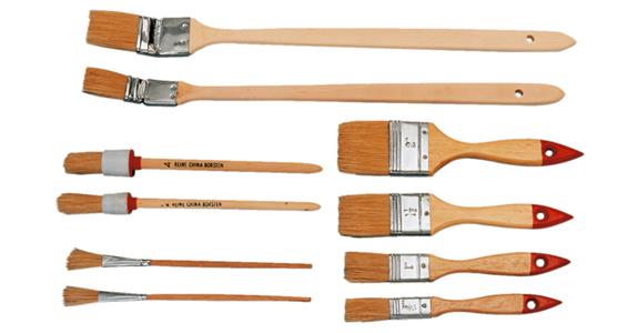 Paint brush sets, 10 pieces, 5 flat, 3 round, 2 radiator paint brushes