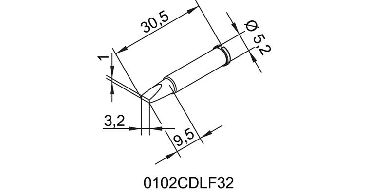 Replacement soldering tip CD LF32 chisel-shaped f. i-CON nano cat.no. 70055 101