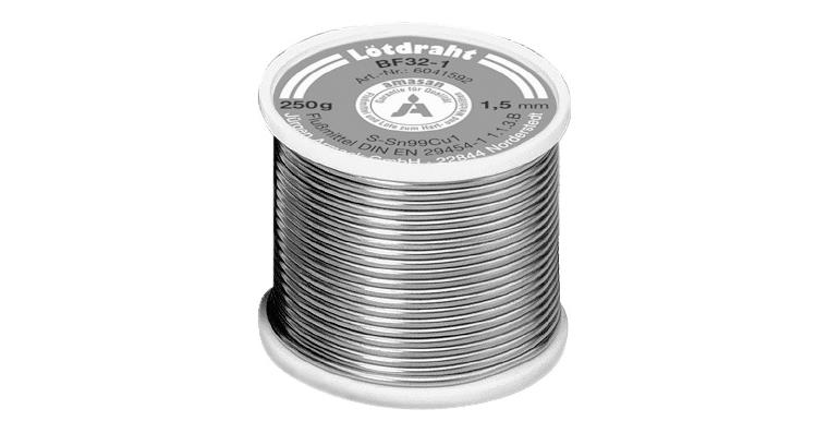 Solder wire (lead-free) dia. 1.00 mm, 250g, flux content 2.5%, soft solder wire