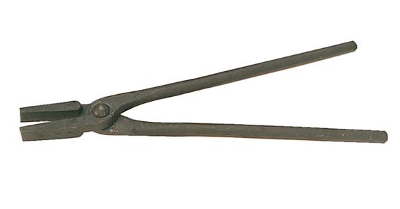 Flat jaw blacksmith's tongs, forged, black, painted 400 mm