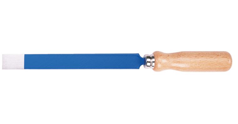 Flat scraper DIN 8350 A with wooden handle tool steel 250x25 mm