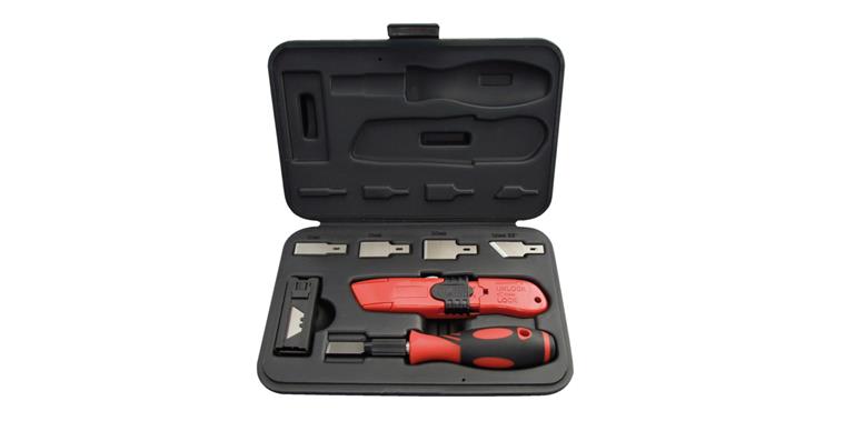 Blade scraper set 27 pieces, plastic case with practical storage system