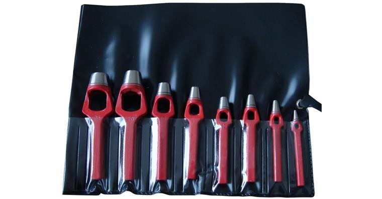1074000303 Leather wad punch set, 8 pieces, 3-25 mm in case