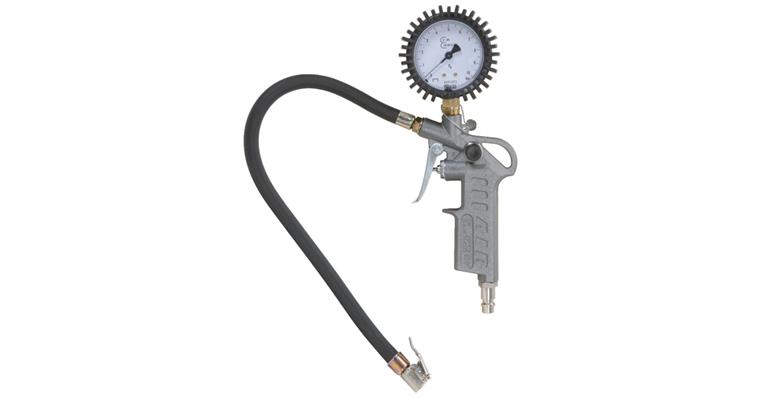Pneumatic tyre inflation gauge 0-10 bar calibrated for one-hand operation