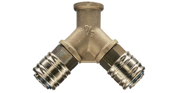 Pneumatic plug-in nipple brass DN 7.2 Y-shape distributor G 3/8