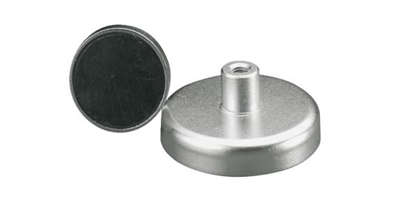 Flat grip magnet dia. 10 mm thread M3 4N hard ferrite, shielded, max. 200°C