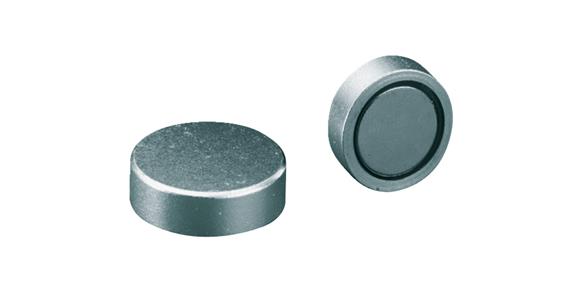 Flat grip magnet dia. 20 mm 140N, neodymium (NdFeB), shielded, max. 80°C