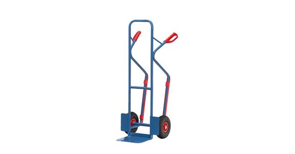 Steel tube trolley load cap. 300kg air tyres shovel LxW 250x320 mm RAL 5007