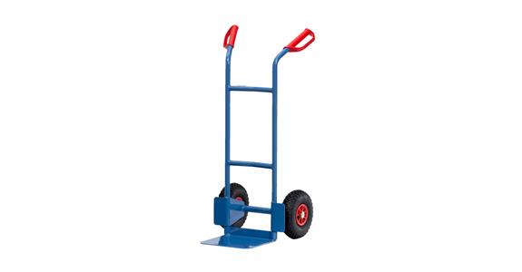Steel tube trolley load cap. 200kg air tyres shovel LxW 250x320 mm RAL 5007