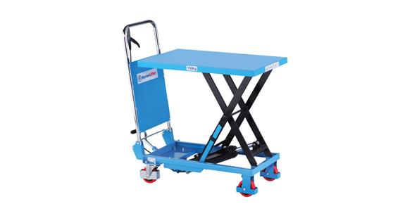 Hand-operated lifting table trolley, load 150kg extended hgt 750mm LxW 740x450mm