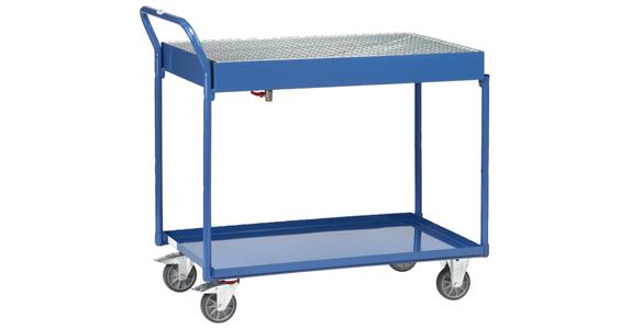 Tischwagen mit Stahlblechwannen und Gitterrost Ablasshahn Tragkraft 300 kg