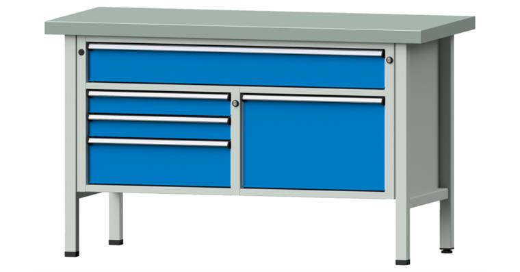 1082075235 Cabinet workbench model 256 V plate w/ sh. st. coat. height 900 mm RAL 7035/5012