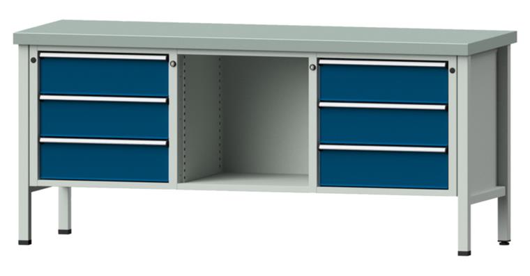 1082075425 Cabinet workbench model 120 V plate w/ sh. st. coat. height 900 mm RAL 7035/5010