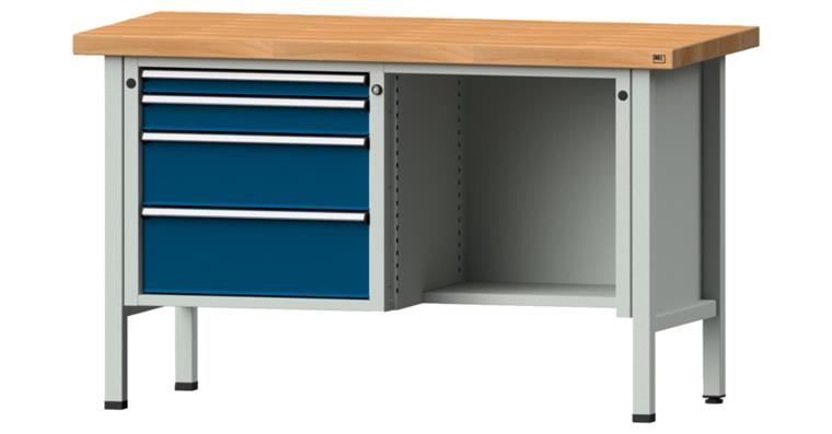 Kastenwerkbank Modell 341 V Buche-Massiv-Platte Höhe 900 mm RAL 7035/5010