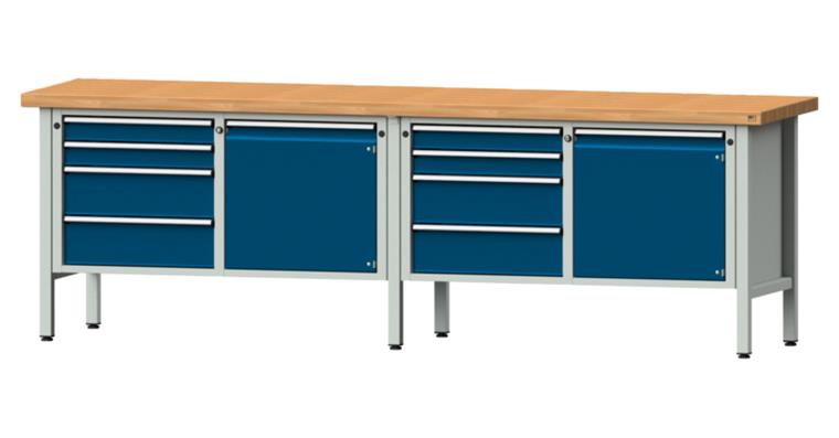 1082076423 Cabinet workbench model 131 V beech solid plate height 900 mm RAL 7035/5010