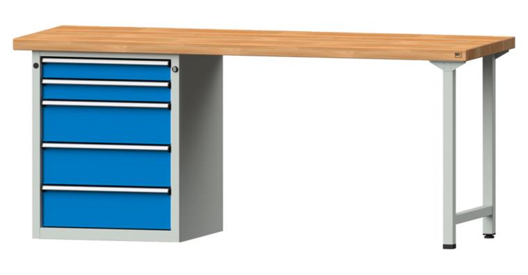 Combination workbench 2000x700x850mm model 830V beech solid plate RAL7035/5012