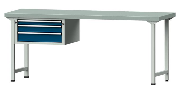 Combination workbench 2000x700x850mm model 522V pl. w/ sh. st coat. RAL7035/5010
