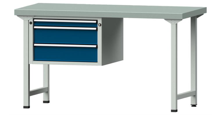 Combination workbench 1500x700x850mm model 602V pl. w/ sh. st coat. RAL7035/5010