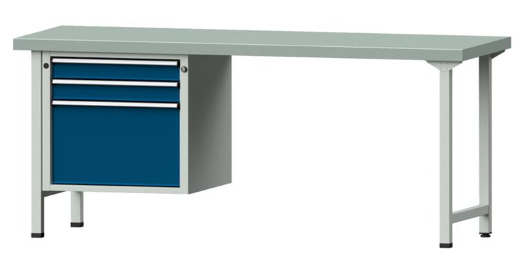 Combination workbench 2000x700x850mm model 722V pl. w/ sh. st coat. RAL7035/5010
