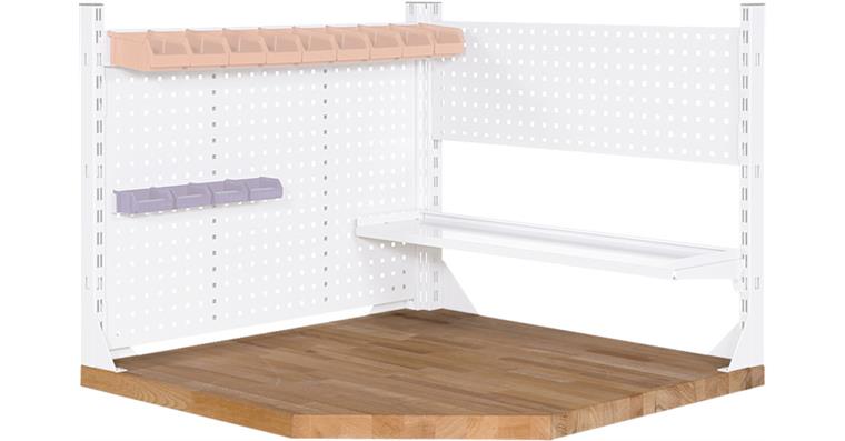 Eck-Werkbankplatte Buche- massiv 135° Stärke 40 mm für Plattentiefe 700 mm