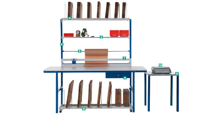 Anbaumagazin verzinktes Stahlblech inkl. 8 Fachteiler BxTxH 1420x300x400 mm