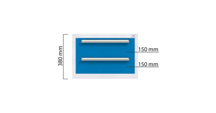 Schubladenschrank 1x120, 1x180, 80% ausziehbar, 380 x 572 x 600 mm