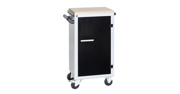 Clip-O-Flex assembly trolley w/ 1 door, w/ fixed supp. angles and 8 trays