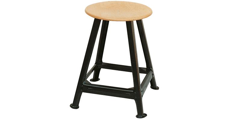 1082430201 Workshop stool 4-leg frame wooden seat dia. 350 mm seat height 500 mm