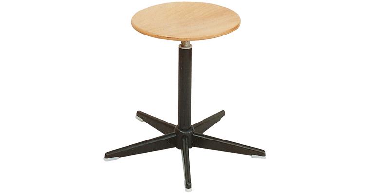 LIZZARD Werkstatt-Drehhocker Holz-Sitz Ø 350 mm verdeckte Spindel Sitzhöhe 450-570 mm