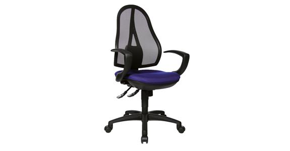 Büro-Drehstuhl Open Point® SY mit Rollen Sitzhöhe 43-51 cm Bezug blau Netzrücken
