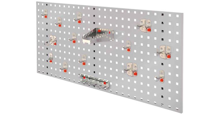 Starter set 5 1x perf. plate light grey 450x1000mm, 15x tool holder alu-coloured