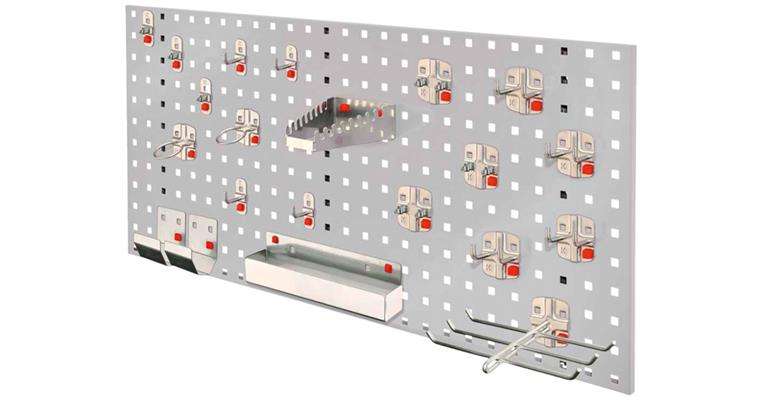 Starter set 7 1x perf. plate light grey 450x1000mm 21x tool holder alu-coloured