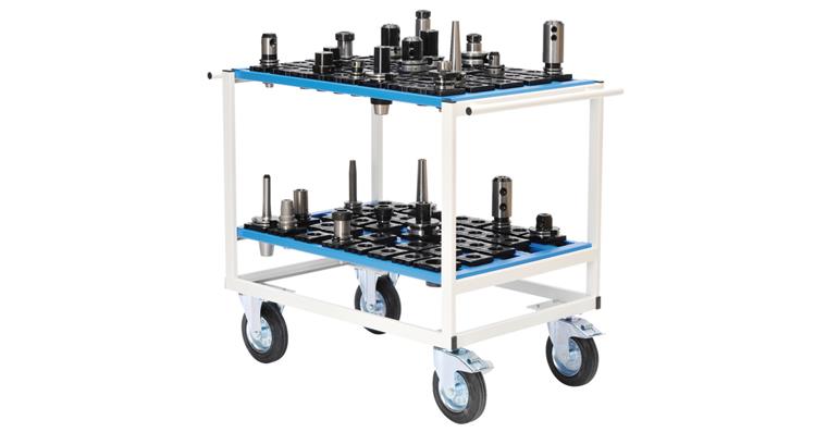 CNC transport trolley (empty), 2 levels, 950x665x950mm, RAL 7035/5010