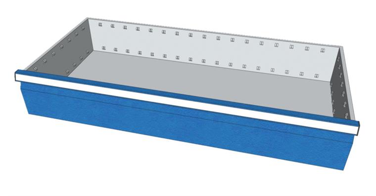 CNC-Schublade 900x400x150mm RAL7035/5012 für Flügeltürenschrank Kat-Nr 83965 601