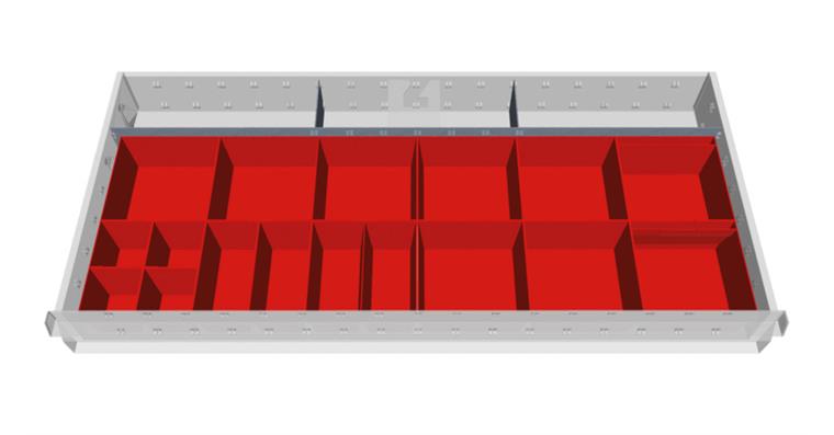 Schubladeneinteilung Kunststoff Fronthöhe 100 mm für Schränke 980 mm breit