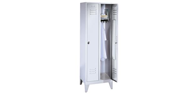Wardrobe cabinet with foot 2 compartments HxWxD 1850x810x500 mm RAL 7035